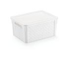 Caixa organizadora rattan 16 litros com tampa branco giotto