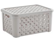 Caixa Organizadora Rattan 37 Litros Tampa 51X35X21Cm Creme - Paramount