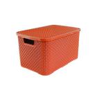 Caixa Organizadora Rattan 7 Litros Cesto Terracota com Tampa 2877