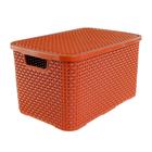 Caixa Organizadora Rattan Cesto com Tampa 15 Litros Terracota