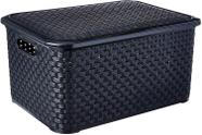 Caixa Organizadora Rattan Grande C/ Tampa 27 LTS Preto Lig Brink