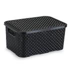 Caixa Organizadora Rattan Grande Preto 16 Litros Com Tampa