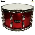 Caixa para bateria - PHX Music VERMELHO Splarkle 14x8 - Casco em Basswood e aros Triplo Flange