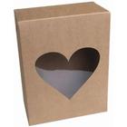 Caixa para Presente com Tampa KRAFT Média 26X19X7,5 CM Coração - Pacote com 10 Unidades