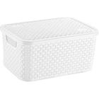 Caixa Plastica Multiuso Rattan C/TAMPA Branco MED 8L. - Lumo