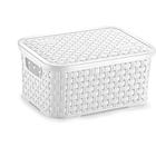 Caixa Plastica Multiuso Rattan C/TAMPA Branco PP 2L.