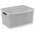 Caixa Plastica Multiuso Rattan C/TAMPA Cinza GD 16L.