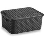 Caixa Plastica Multiuso Rattan C/TAMPA Preto PEQ 4L. - Lumo