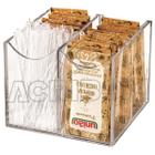 Caixa Porta Açúcar Organizador de Sachês Com Divisórias 4 Compartimentos em Acrílico Cristal Transparente Sem Tampa - Acribom