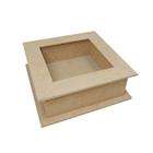 Caixa Quadrada Dobradiça e Vidro 20x20x7 Mdf Madeira