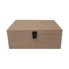 Caixa Retangular para Mini Vinho com Dobradiça e Fecho 1 Divisoria 22x16x8 Kit 3un Mdf Madeira