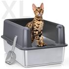 Caixa sanitária para gatos WooFigo fechada em aço inoxidável XL com tampa