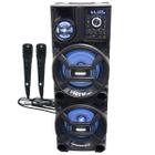 Caixa Som Amplificada Bluetooth 1400W Rms Woofer Bivolt Led Usb ACA 1402 Titan Black 2 Microfones