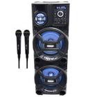 Caixa Som Amplificada Bluetooth 1400W Rms Woofer Bivolt Mp3 Led ACA 1402 Titan Black 2 Microfones