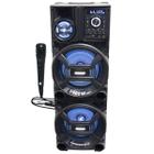 Caixa Som Amplificada Bluetooth 1400W Rms Woofer Mp3 Usb Led Bivolt ACA 1402 Titan Black Microfone