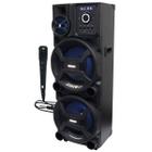 Caixa Som Amplificada Bluetooth 2200W Rms Woofer Led Mp3 Usb Tws ACA 2201 Pesadão Black Microfone