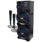 Caixa Som Amplificada Bluetooth 2200W Rms Woofer Usb Mp3 Led Tws ACA 2201 Pesadão Black 2 Microfones - Amvox/Knup