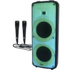 Caixa Som Amplificada Portátil Bluetooth 2000W Rms Show de Leds Amvox Aca 2000 Party Vox 2 Microfone