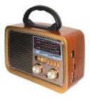 Caixa Som Antiga Radio Portátil Retro Bluetooth Am Fm Sd Usb - MARROM