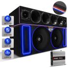 Caixa Som Automotivo Trio + Corneteira Shutt Woofer 12 Pol Xploode 1800w + Driver + Tweeter + Módulo