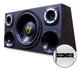 Caixa Som Trio Dupla Completa Subwoofer + Taramps Tl 1500