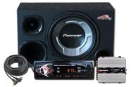 Caixa Som Trio Subwoofer Pioneer 12" + Driver E Tweeter + Cabo + Radio Usb Sd Mp3 Bluetooth