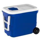 Caixa Térmica 50L Cooler para Bebidas com Rodinhas Alça e Tampa Acesso Rápido Soprano Azul