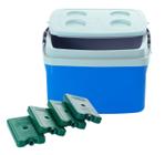 Caixa Térmica Cooler 12 litros com 4 Placas Gelo Reutilizável 400 ML Transporte Alimentos Bebidas Refrigerados