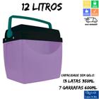 Caixa Térmica Cooler 12 Litros Polipropileno Lilás c/ Verde c/ Alça e Suporte Mor