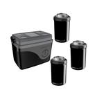 Caixa Térmica Cooler 30l Preto + 3 Portas lata 350ml