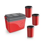 Caixa Térmica Cooler 30l Vermelho + 3 Portas lata 350ml