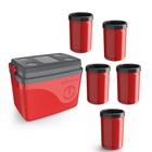 Caixa Térmica Cooler 30l Vermelho + 5 Portas lata 350ml