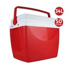 Caixa Térmica Cooler 34 Litros Com Alça Vermelha Mor - Praia