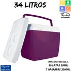 Caixa Térmica Cooler 34 Litros Mor C/ Alça Suporte Roxo Açaí