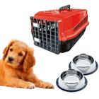 Caixa Transporte Dog N4 E 2 Tigelas Água Inox Chalesco 150ml