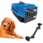 Caixa Transporte Dog Pet N4 Azul E Mordedor Corda Chalesco