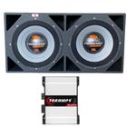 Caixa Vazia 2 Sub' de 15" Duto Triangular Batida de Pedra 214 + 2 Tornado Jbl 15swt2200 Jbl + Módulo Taramps