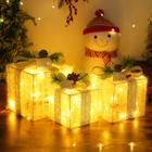 Caixas de presente iluminadas de Natal MUYUN 75 LED para decoração de Natal, conjunto de 3