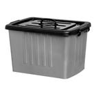 Caixas Organizadora 26 Litros Container Cinza E Preto - Plasnew