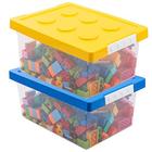 Caixas organizadoras de armazenamento de brinquedos LUCKY-GO com tampa - Conjunto de caixa organizador de plástico empilhável de 2, baús de brinquedo kids com placa base de edifício compatível e tampa, recipiente de armazenamento para construção de