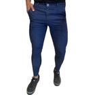 Calça Alfaiataria Jeans Social Azul Escura Skinny Masculina