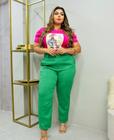 Calça Alfaiataria Lavínia Feminina Plus Size Com Cinto Moda Elegante