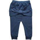 Calça bebê azul liso com laço