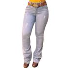 Calça Bordada Texas Jeans Country Tradicional C/ Lycra Clara