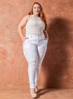 Calça Branca Plus Size Feminina em Sarja Básica Casual - Bivik Jeans