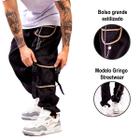 Calça Cargo Jogger Estilo Gringa Coreana Unissex com Bolsos Laterais Larga Estilosa tactel Preta