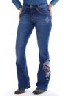 Calça Country Feminina Jeans Flare Bordado Cocar - Rodeo Farm