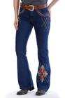 Calça Country Feminina Jeans Flare PLUS SIZE Bordado Estilo Apache - Rodeo Farm