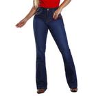 Calça Country Feminina Jeans Flare Premium Sky Claro Bordado na Lateral do Bolso Frente - Rodeo Farm