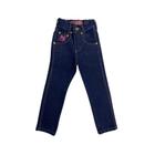 Calça Country Jeans Tradicional Infantil Os Boiadeiros Azul Escuro Reta Ref.450
